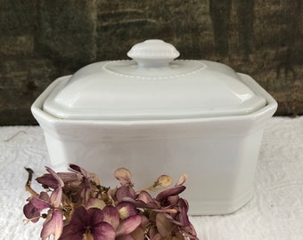 Vintage Apilco France White Porcelain Terrine, Casserole, Pate Dish