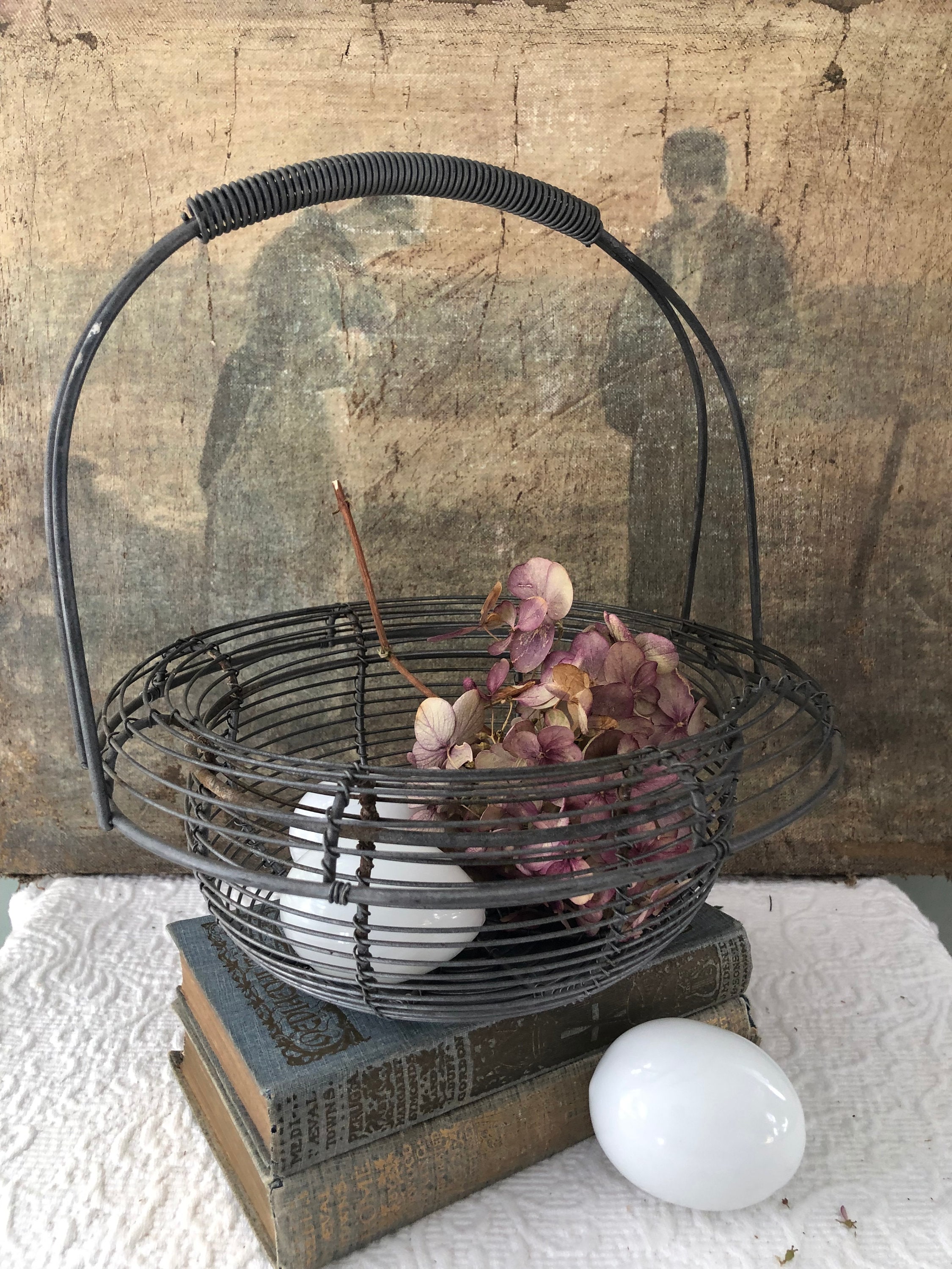 Wire Egg Basket Chicken Egg Basket Egg Holder Egg Collecting Basket Kitchen  Storage Basket Egg Organizer Egg Container Groceries Storage Basket