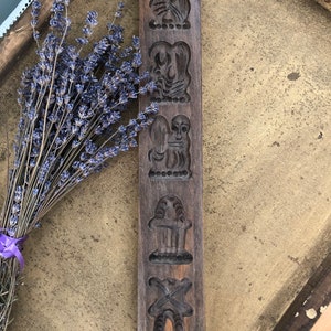 Large Vintage Wooden Cookie Mold with Five Designs