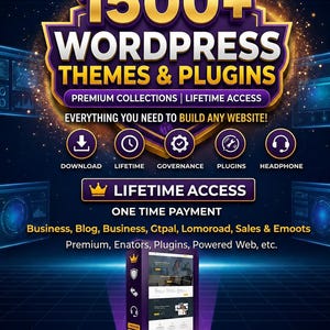 1500+ WordPress Themes Plugins Mega Bundle | Lifetime Access (Digital Download)