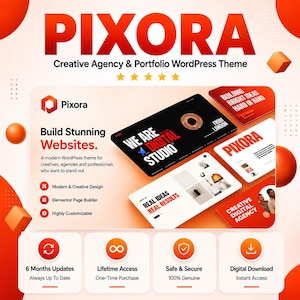 Pixora WordPress-Theme für Kreativagenturen und Portfolios | Sofort-Download | Lebenslanger Zugriff