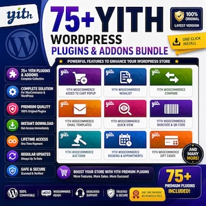 75+ YITH WordPress Plugins Bundle, WooCommerce Addons (Digital Download)
