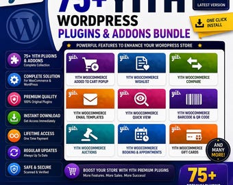 75+ YITH WordPress Plugins Bundle, WooCommerce Addons (Digital Download)