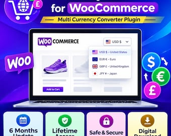 Currency Switcher for WooCommerce | Multi Currency Converter Plugin | Lifetime Access | Instant Download