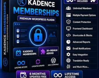 Kadence Memberships & Restrict Content Pro Bundle | 30+ WordPress Addons (Instant Download)