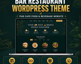 Bar Restaurant WordPress Theme | Pub Cafe Food & Beverage Website