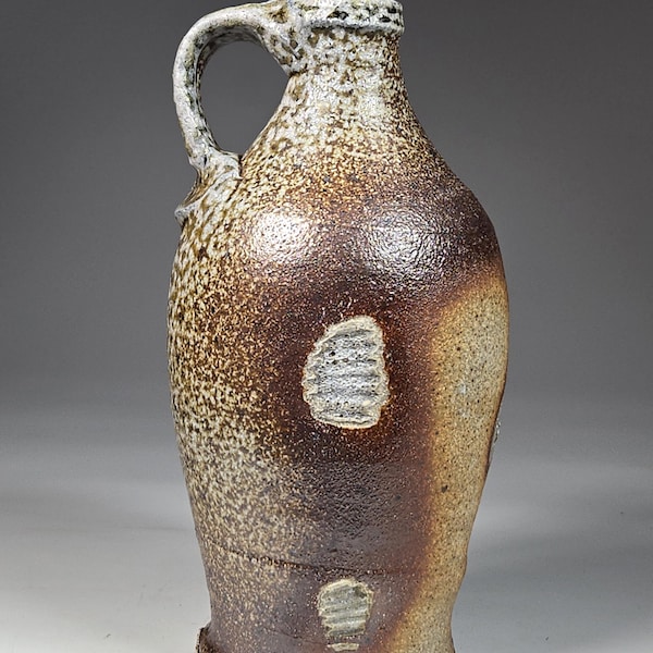 Wood-Fired Soda Glazed Bottle for Olive Oil, Kitchenware Jug