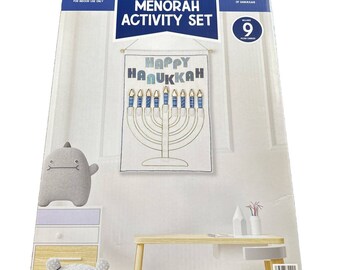 Hanging Fabric Menorah and Candle Set Kids Judaism Hanukkah NEW