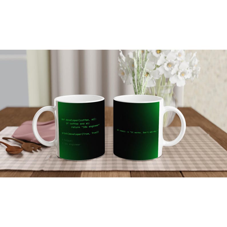 Utvecklare Kaffemugg | Git Commit It Works | Rolig programmeringsmugg för honom eller henne bild 1