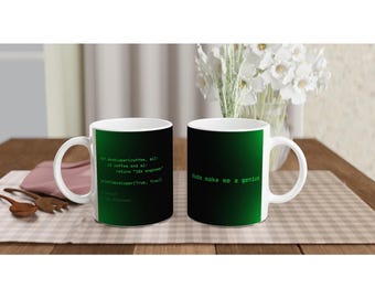 Utvecklare Kaffemugg | Sudo Gör mig till ett geni | Rolig programmeringsmugg för honom eller henne
