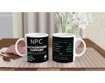 Mug de jeu | Batterie sociale pour introvertis | Fond d'écran PNJ avec support humoristique pour gamer (lui ou elle)