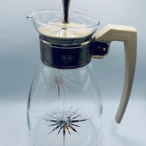 Vintage Silex Corning Starburst Coffee Carafe | MCM Glass Serving Pitcher