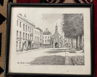 John Mortlock British Illustrator- Framed Print “The Market Cross, Chichester, Sussex Framed 9” x 12”