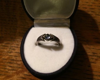 Old Sterling Silver and Amethyst Solitaire Ring