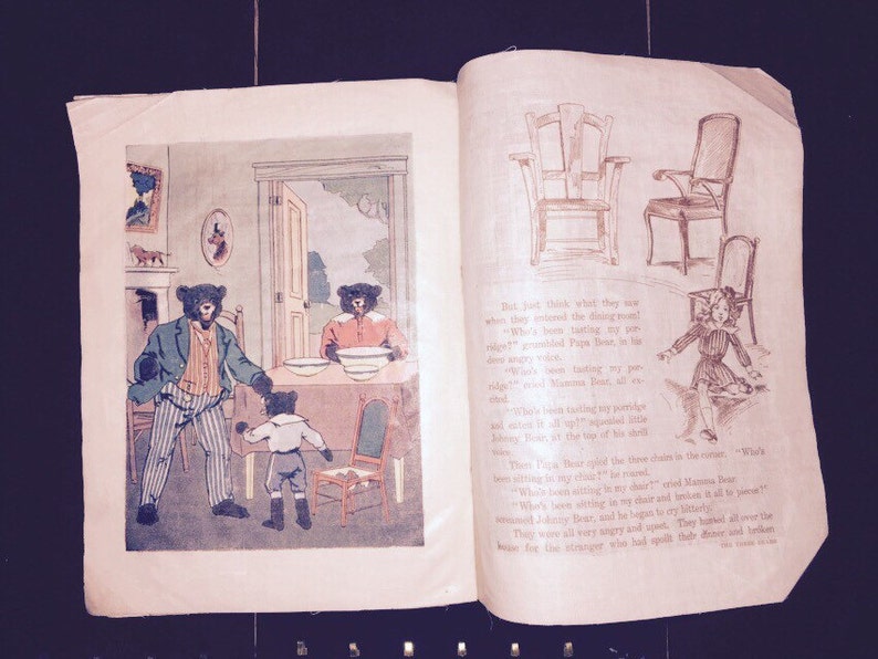 Linen Children's Book the Three Bears, 1912 Etsy