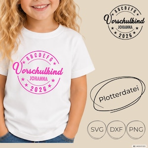 Plotter file for preschooler 2026 | Preschool girls' and boys' T-shirt design | DXF PNG SVG, plotter design for children's first day of school, kindergarten