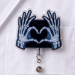 Porte-badge rétractable pour technicien en radiologie, porte-badge rétractable mains en forme de radiologue, cadeau pour technicien en radiologie, clip pour badge de radiologue, accessoire pour personnel médical