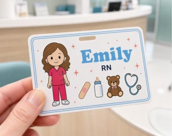 Gepersonaliseerde horizontale badge voor de gezondheidszorg, op maat gemaakte badge voor verpleegkundigen, acryl naamplaatje, medisch cadeau voor verpleegkundigen (RN/CNA), accessoires voor verpleegkundigen