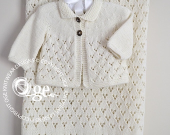 KNITTING PATTERN-Lace and Diamond Heirloom Blanket and Matching Jacket P098