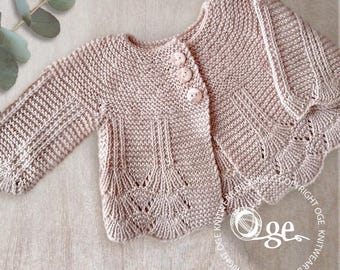 KNITTING PATTERN-Shell border baby cardigan - P097