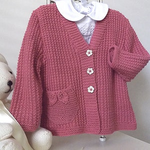 KNITTING Pattern-little Girls Textured V Neck Cardigan With Detailed ...