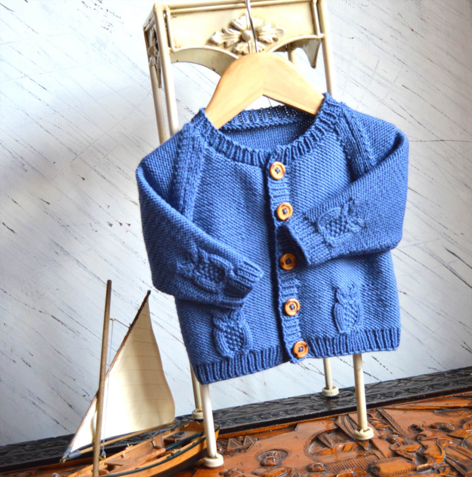 KNITTING Patternraglan Sleeve Cardigan With Little Owls Etsy Australia