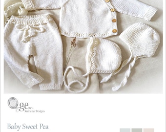 KNITTING PATTERN-Baby Sweet Pea Coming Home Outfit - P223