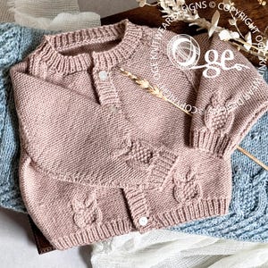 KNITTING PATTERN-Raglan sleeve cardigan with little owls - P079