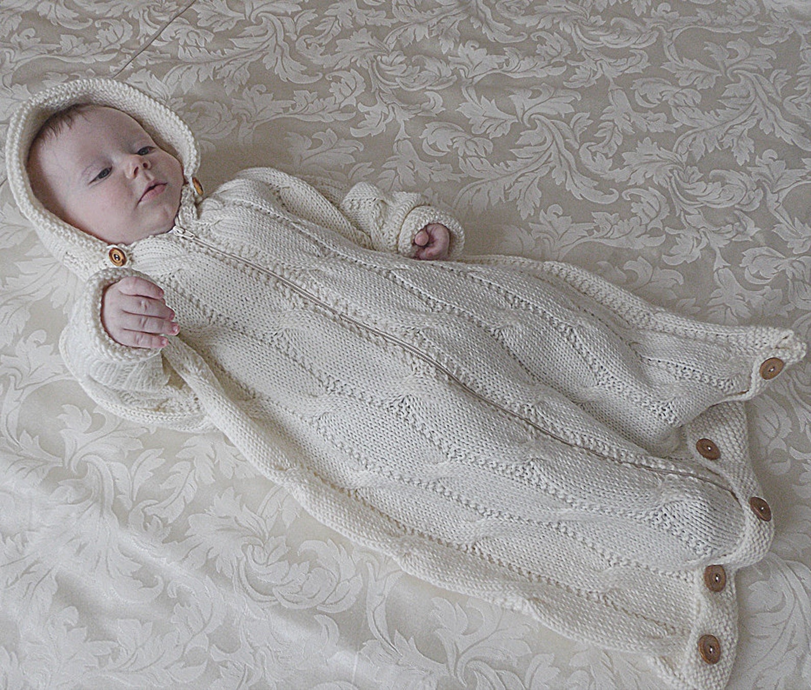 KNITTING Patternbaby Bunting With Detachable Hood P004 Etsy