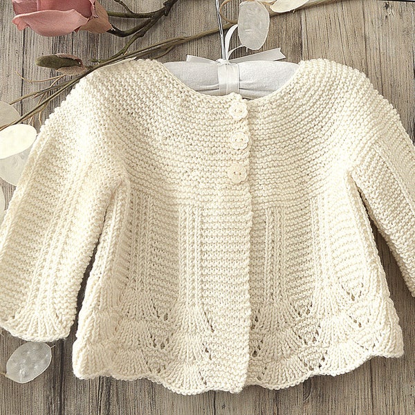 KNITTING PATTERN-Shell border baby cardigan - P097