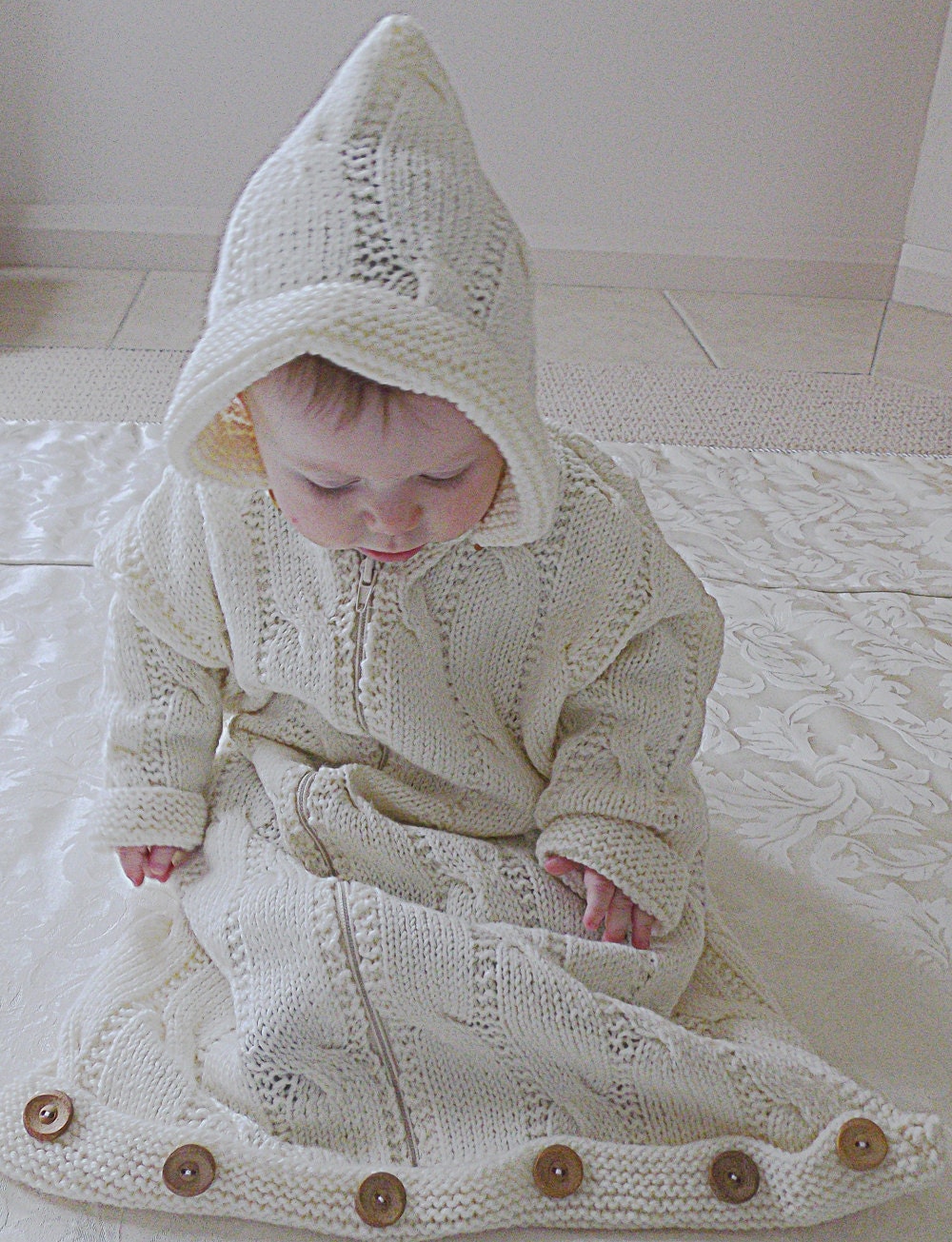 KNITTING Patternbaby Bunting With Detachable Hood P004 Etsy UK