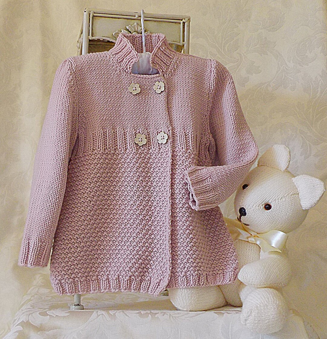 KNITTING Patternlittle Girls Three Quarter Length Double Breasted Coat