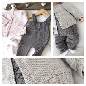 KNITTING PATTERN-Tiny tots top down cardigan and overalls - P116