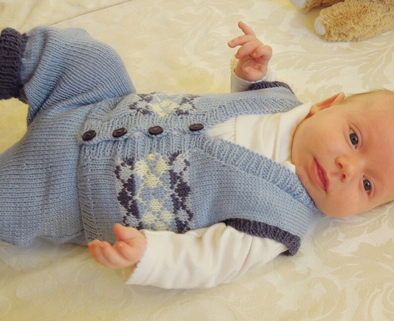 KNITTING PATTERNBaby Boys Argyle Vest and pants P027 Etsy