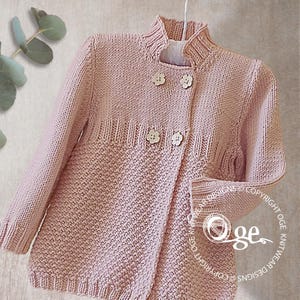 KNITTING PATTERN-Little girls three quarter length double breasted coat/jacket - P052