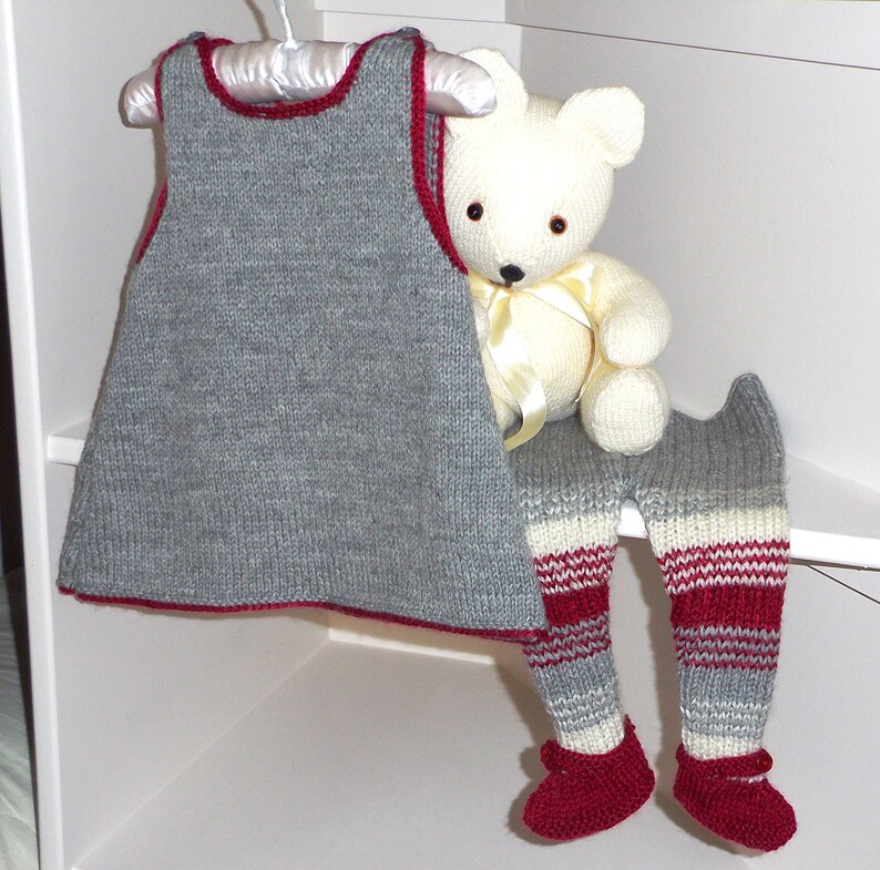 KNITTING Patternbaby Girl's Pinafore Dress With Striped Etsy