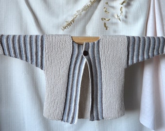 KNITTING PATTERN-Baby Sideways Knit Cardigan with Stripe Pattern - P066