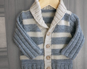 KNITTING PATTERN-Baby/child's stylish jacket with ribbed sleeves and collar P040