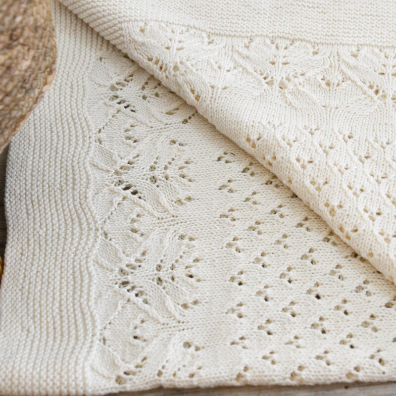 Heirloom Blanket- White Batiste w/ Lace Trim and Ecru Ribbon