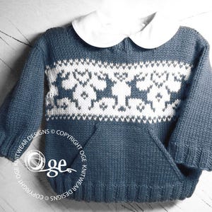 KNITTING PATTERN-Christmas sweater with pocket and reindeers - P068