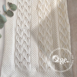 KNITTING PATTERN-Baby blanket with delicate leaf and bobble panels, sure to become a treasured heirloom - P041