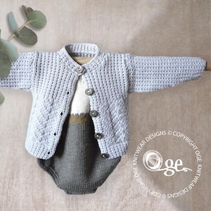KNITTING PATTERN-Corliss Cardigan and Romper - P163+ P162