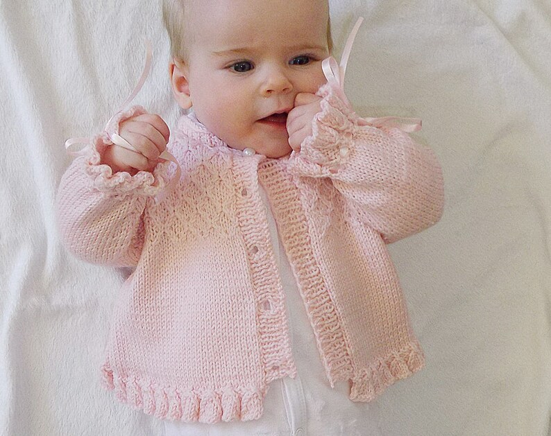 KNITTING Patternbaby Girl Jacket With Detailed Bodice P025 Etsy UK