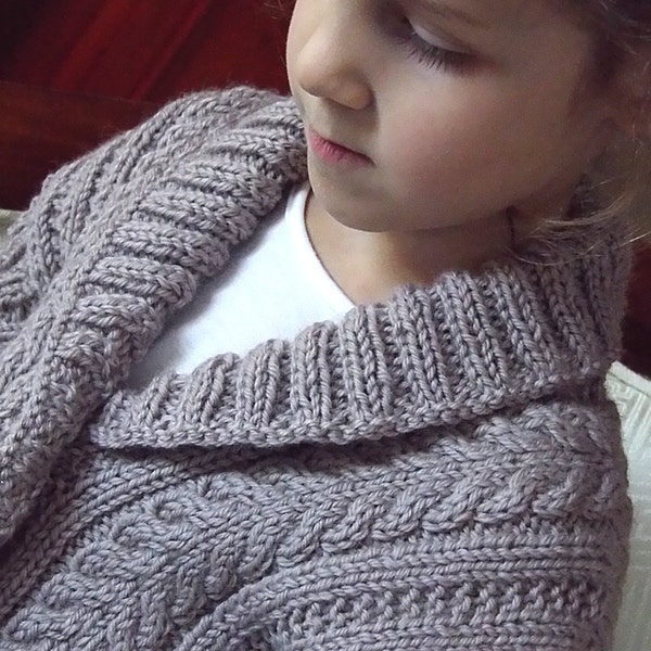 KNITTING PATTERN-Textured vest with cables and a cozy shawl collar P055