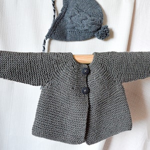 KNITTING Pattern-garter Stitch Jacket With Back Pleat and Cable Hat ...