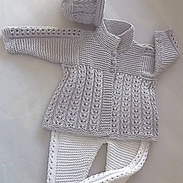 KNITTING PATTERN-Quick knit baby jacket, hat and matching pants – P047