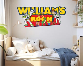 Toy Story Wall Decal with Woody and Buzz, Personalized Kids Room Decor, Custom Boys Room Wall Decal
