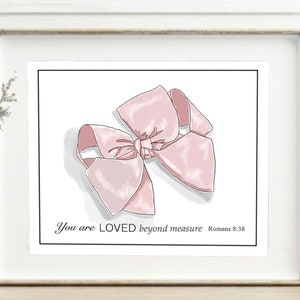 Hair Bow Art. Art for girls room. Art for nursery. Pink hair bow, girl room art