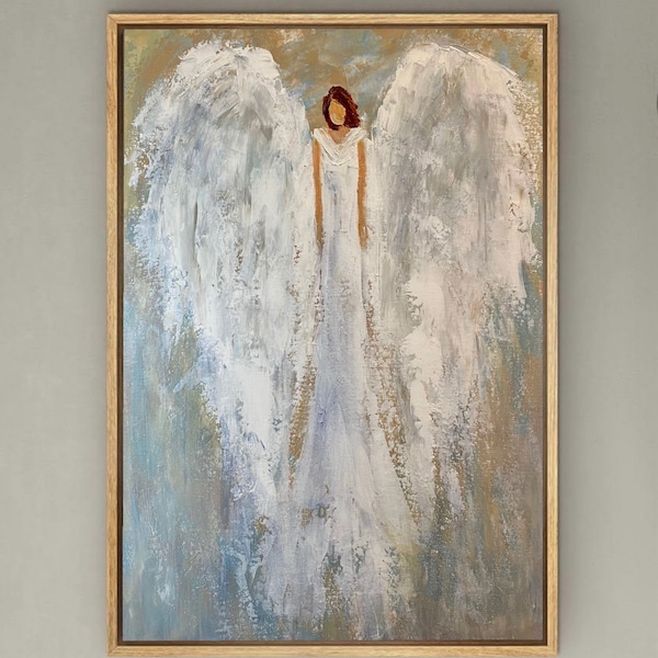 Angel Art Print, Angel Wall Art, Guardian Angel Print from Angel Painting, Spiritual Religious Artwork, Angel Poster, Christian Wall Décor