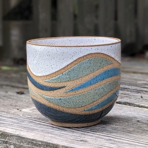Ceramic Planter Ocean Waves Pot image 1